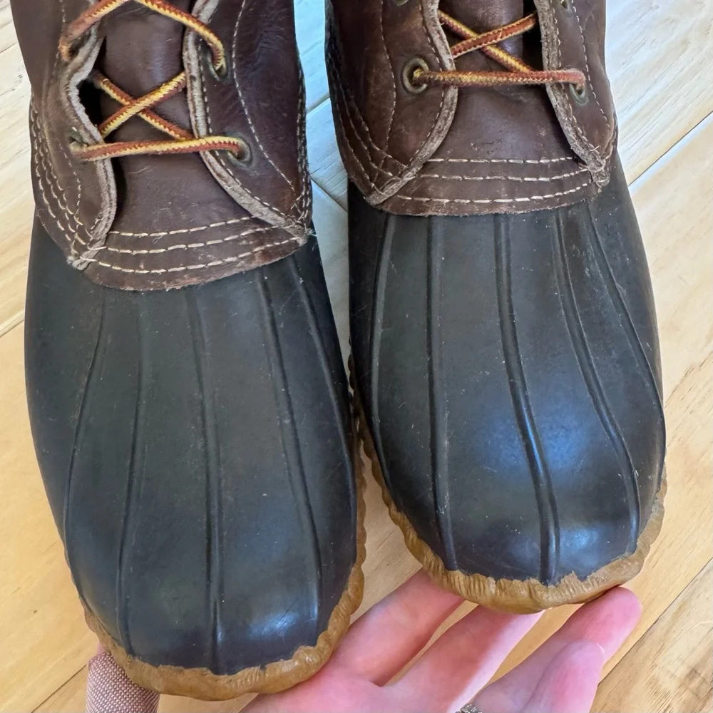 LL Bean Boots vtg men’s 10 eye tall lace up brown leather Sherpa logger size 10